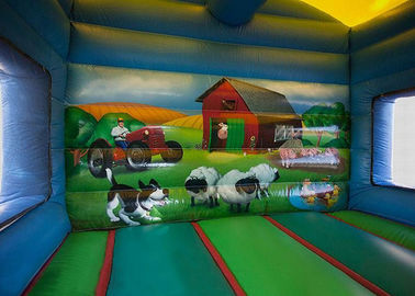 комбинированное Farmyard 12ftx18ft раздувное, дом прыжока малышей зеленый скача с скольжением