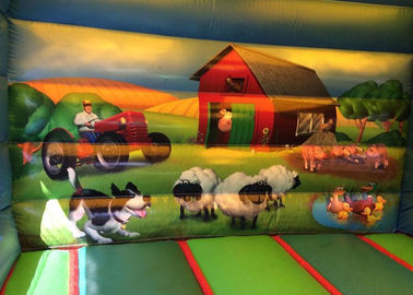 комбинированное Farmyard 12ftx18ft раздувное, дом прыжока малышей зеленый скача с скольжением