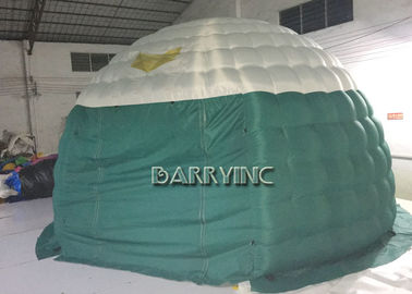 Зеленый белый купол воздуха рекламируя раздувные ткани ПВК шатров для партии/события