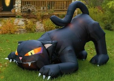 Кот Инфлатаблес сертификата КЭ на открытом воздухе гигантский рекламируя черный для фестиваля хеллоуина