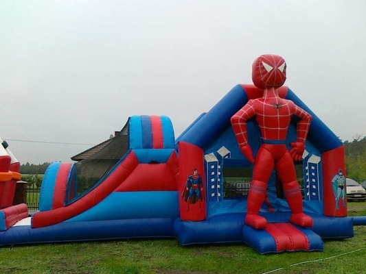 Дом прыжка супергероя на открытом воздухе приключения человек-паука раздувной комбинированный со скольжением