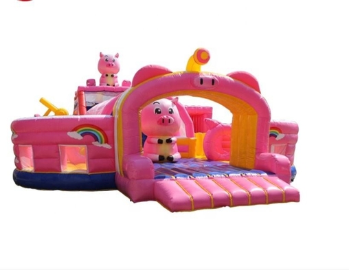 Животная тема надувной надувной дом день рождения свинья дети прыгают вышибала