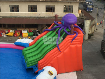 Гигантское на открытом воздухе раздувное аквапарк, изготовленные на заказ водные горки осьминога детей