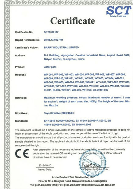 Китай Guangzhou Barry Industrial Co., Ltd Сертификаты