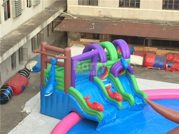 Гигантское на открытом воздухе раздувное аквапарк, изготовленные на заказ водные горки осьминога детей