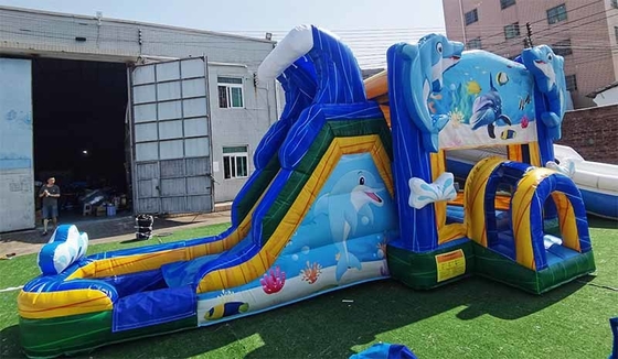 Дельфинский скаковый дом с подводным миром с подводным темой