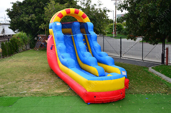 Коммерческая надувная водная горка с двумя дорожками 15 футов с большим бассейном для детей
