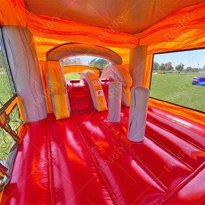 Надувной батут Party Dino Bouncer, надувные замки, надувной батут Jurassic World с горкой и бассейном, батут с динозаврами