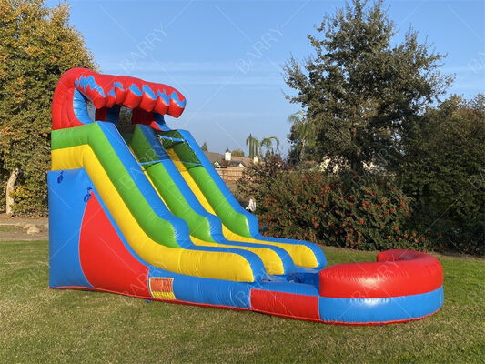 Надувная водная горка с бассейном в радужной тематике, детское красочное оборудование для игр на открытом воздухе с шариковым бассейном