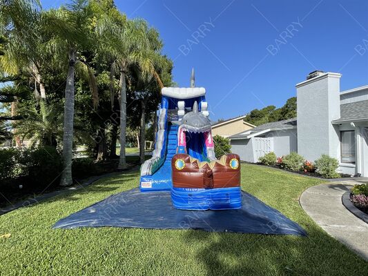 Тема акулы Толщина ПВХ Надувный аквапарк Бассейн с водным бассейном для детей