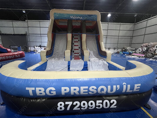 Моана с тематикой Двухполосный надувный горки коммерческий класс Детский скачок горки с бассейном