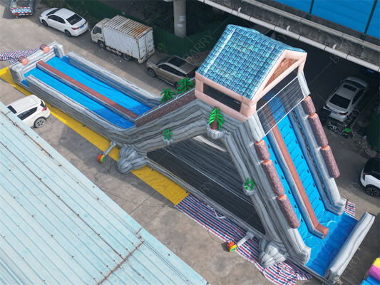 Коммерческий гигантский надувный водный горка, тропическая тематика двойной полосы влажный/сухой горка для парков развлечений и фестивалей