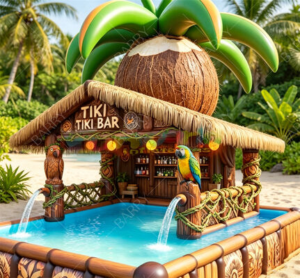 Надувной плавающий бар у бассейна Giant Pineapple с распылителями воды – Станция для тропической летней вечеринки