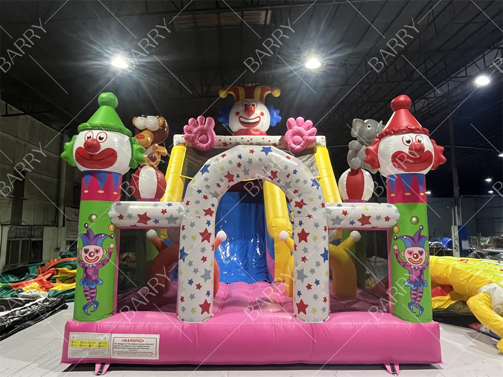 Premium Clown Theme Inflatable Slide With Commercial Circus Bouncy Castle Bouncer for Funny Playground Fun