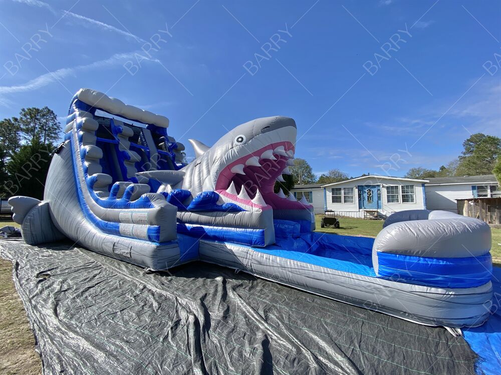 Внутренний открытый Кастильо надувный вышибальщик акула тематический слайд с бассейном надувная вода двойные слайды для детей