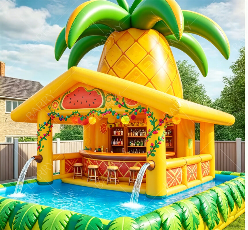 Надувной плавающий бар у бассейна Giant Pineapple с распылителями воды – Станция для тропической летней вечеринки