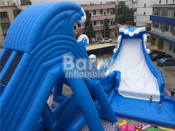 Голубые водные горки волны 36 * 20 * 15м гигантские раздувные с воздуходувкой бассейна КЭ/УЛ
