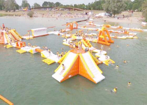 Плавая парк водных горок задворк детей аквапарк спорт Aqua раздувной